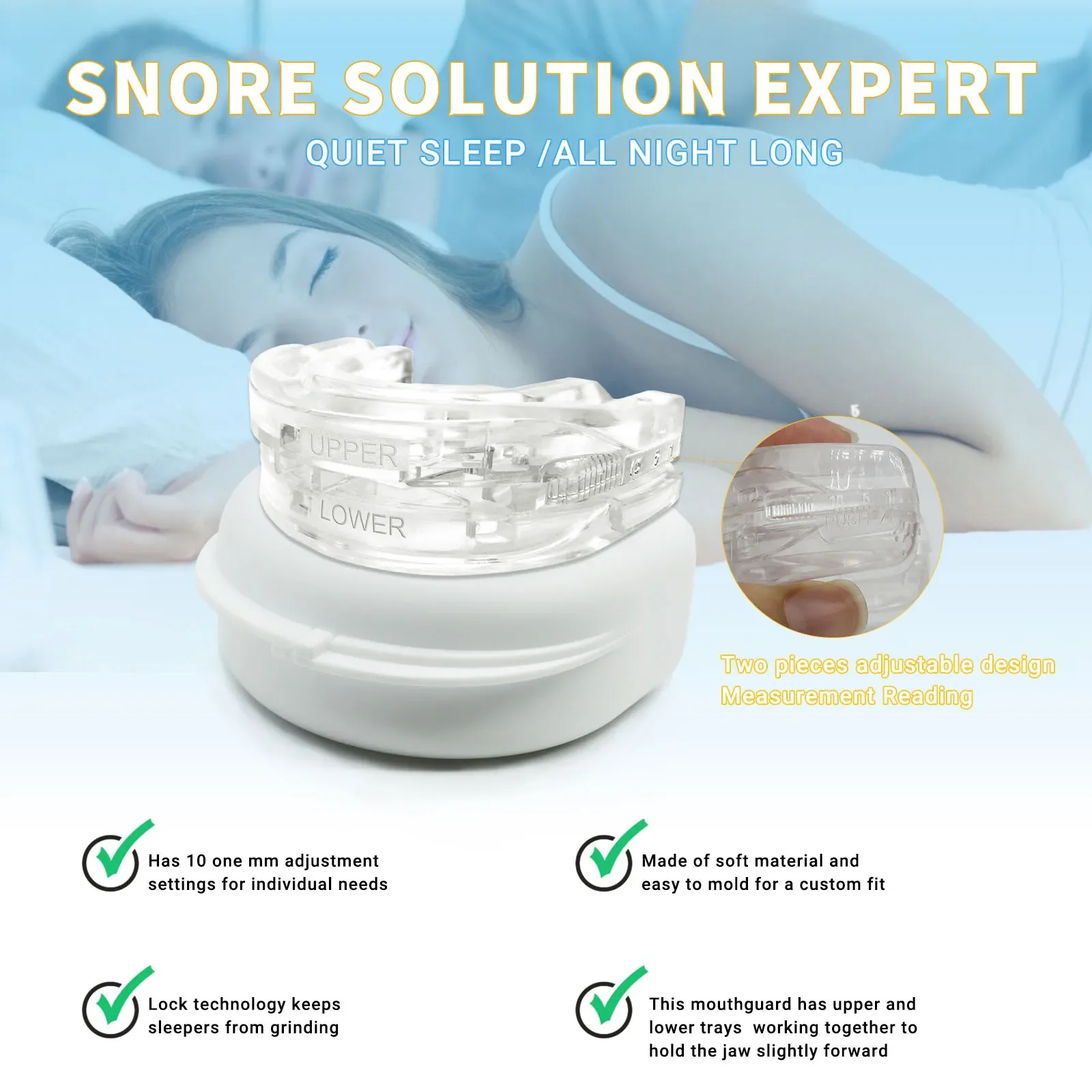 Sleep Anti-Snoring Mouthpiece Snoring Solution Stop Snore Mouth Guard Sleeping Aid Device Improve Sleep Breath