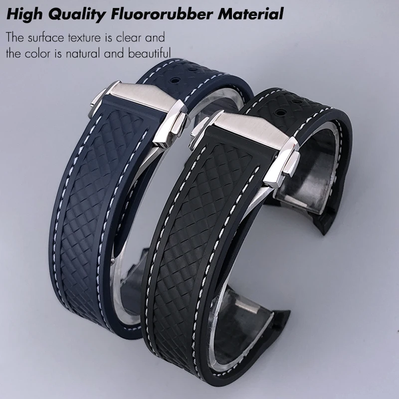 19mm 20mm 21mm FKM Fluorous Rubber Metal End Watchband Fit for Omega Seamaster 300 AT150 Aqua Terra Ultra Light 8900 Watch Strap