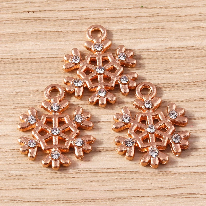 10 Stück 15x18mm Niedliche Legierungs-Weihnachtsschneeflocken-Anhänger für Schmuckherstellung, Ohrhänger, Halsketten, Armbänder, DIY-Handwerk, Geschenk – Detail 3