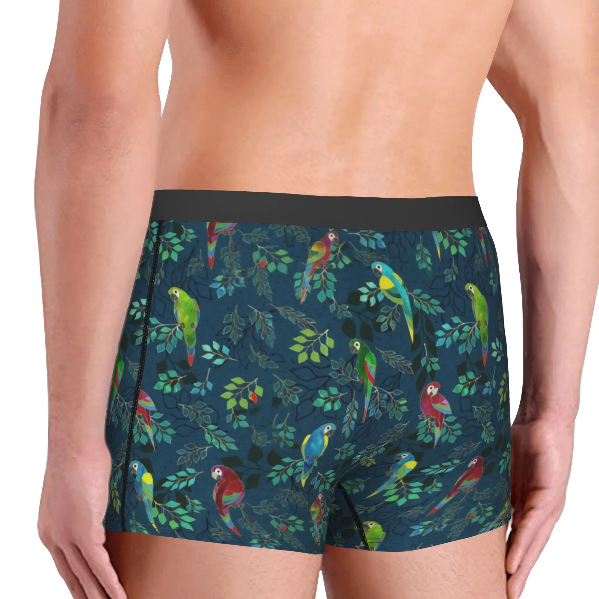 Gilded Macaws Underwear Men Print Cockatiel Macaw Parrotlet Boxer Briefs Shorts Panties Soft Underpants
