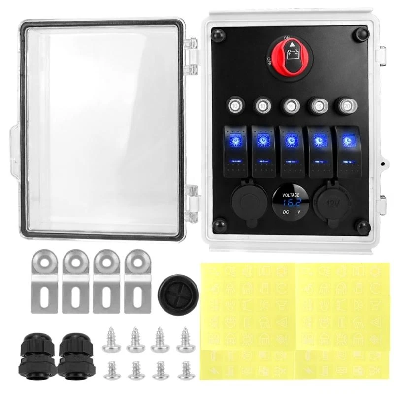 

12V/24V Impermeable Change Panel 5 Circuit Circuit 30W Fast Fee Port Pre United Wiring For Marine Away Road Automobiles D7YA