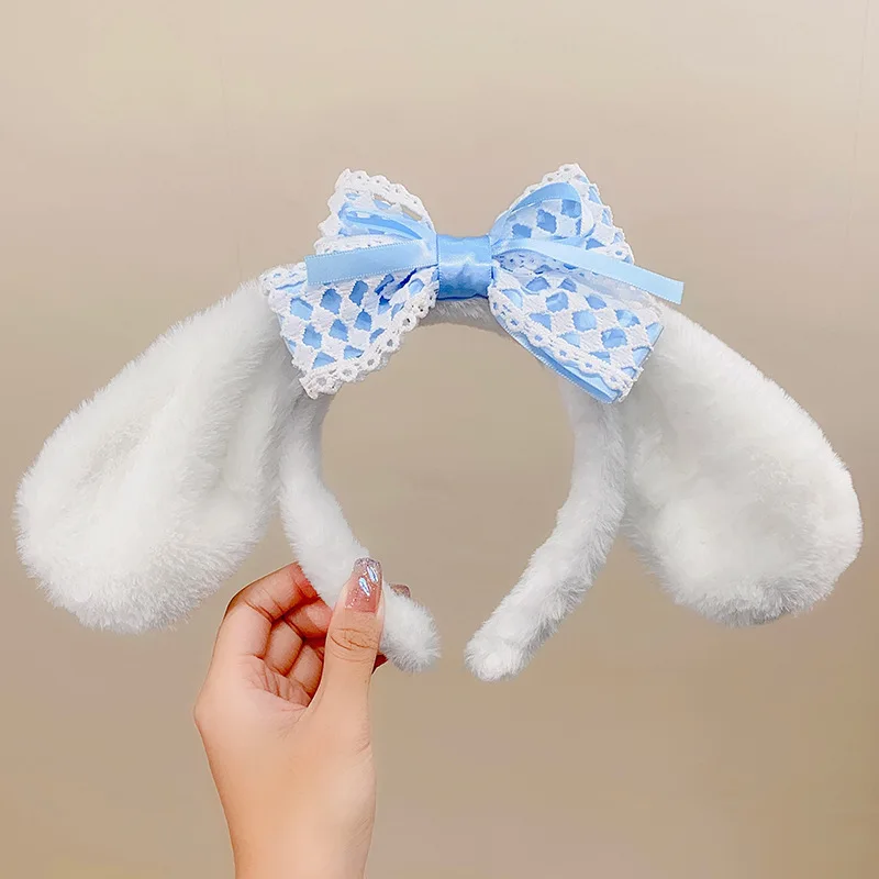 Kawaii Serie Plüsch Stirnband Kuromi My Melody Cinnamoroll Hund Anime Niedlichen Cartoon Plüsch Ohr Stirnband Haar Zubehör Geschenk – Detail 7
