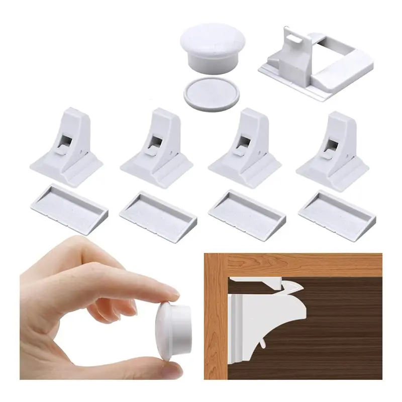 12 Pack Magnetic Cabinet Locks Baby Proofing,Child Safety Cabinet Latch Locks With Adhesive