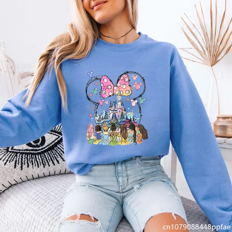 

Женский свитшот с принтом головы Минни принцессы Диснея, повседневные топы, одежда с героями мультфильмов, женские пуловеры