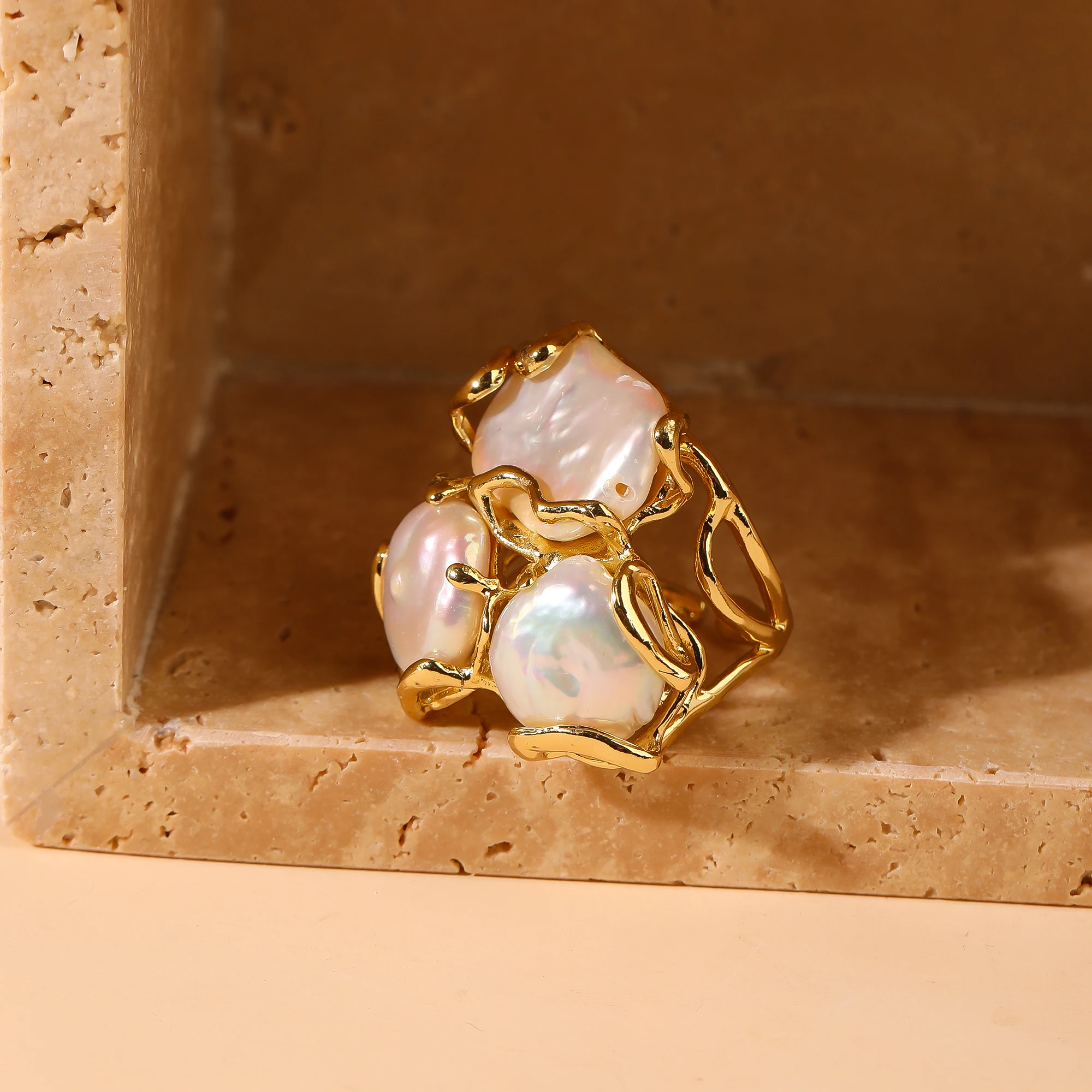 

Luxury Rings Natural Gemstone Healing Crystal Colourful Zircon Bead Statement Ring Gold Jewelry