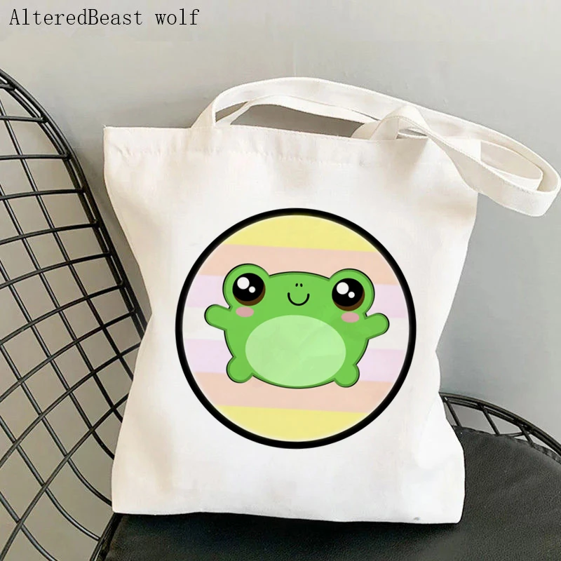 

Women Shopper bag Kawaii Froggy In LGBTQIA Pangender Pride Bag Harajuku Canvas Shopper Bag girl handbag Shoulder Lady Bag