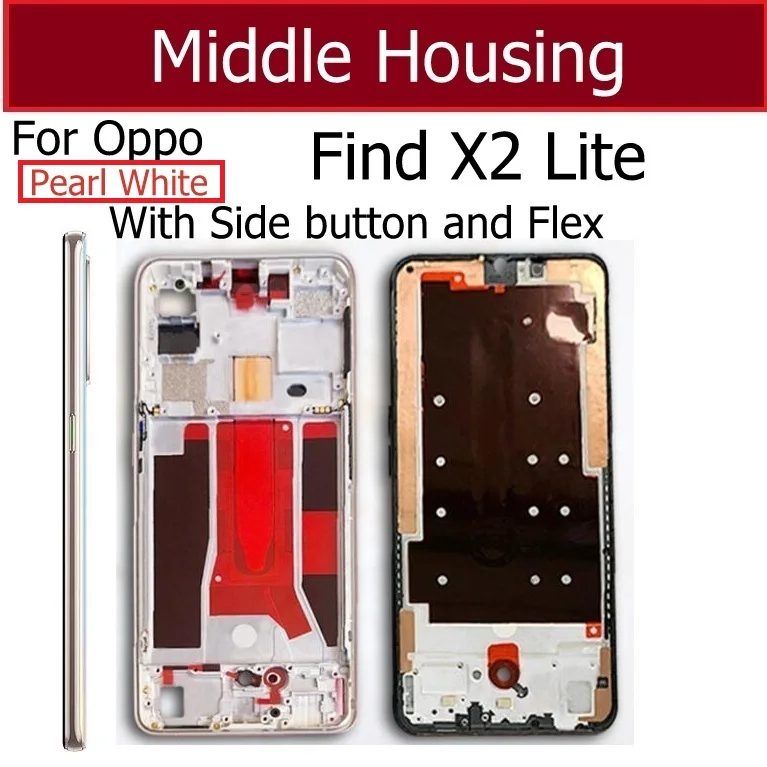 Middle Frame Housing For OPPO Find X2 Lite Middle Frame Bezel with Side Buttons Camera Cover Reapir Parts