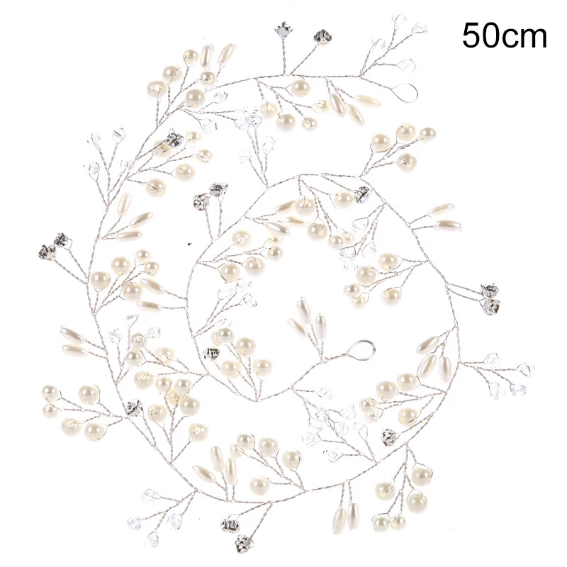 35-150cm Crystal Pearl Bridal Tiaras Hairbands Hairpins Bridesmaid Diamante Hair Vine Accessories Wedding Jewelry Headwear image 5