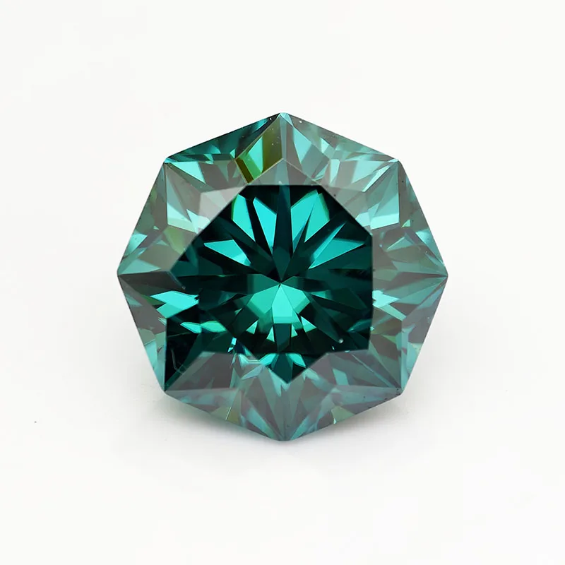 The Octagonal/8 Hearts Cut Emerald Green Moissanite Stone Lab Diamond Gemstone Passed Diamond Test With GRA for Jewelry Making