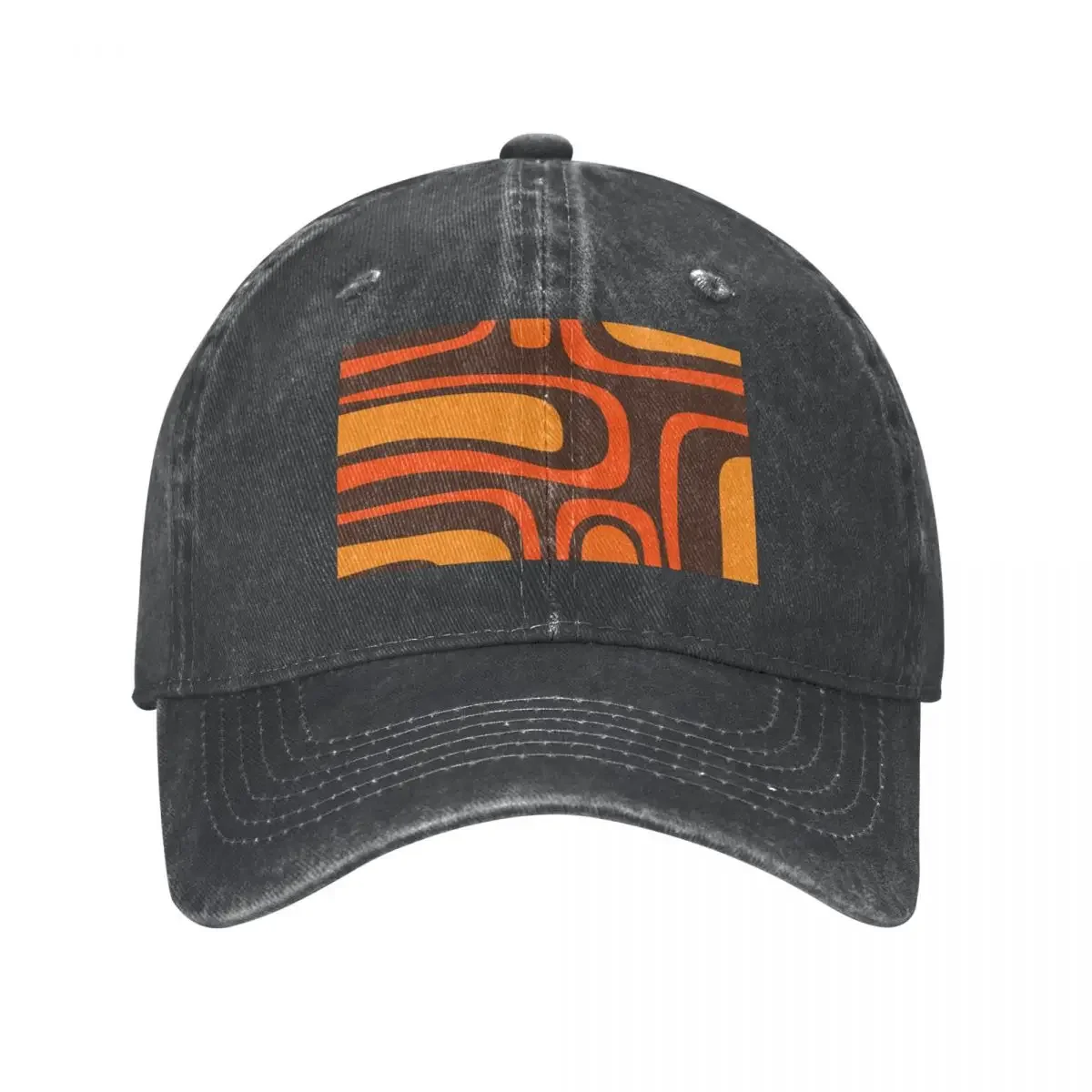 Palm Springs Retro Mid-Century Modern Abstract Pattern In 70s Brown And Orange Cap Cowboy Hat Funny Hat Mens Caps Women's