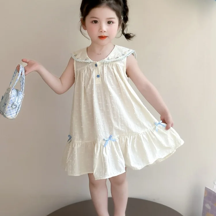 

Girls Summer Sweet Bow Dress 2025 New Children Clothing Summer Children Dress Girls Elegant Princess Dress
