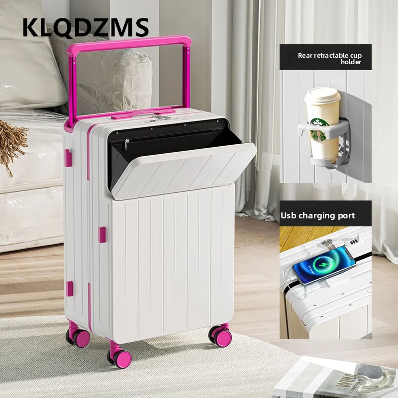 KLQDZMS Valigia multifunzionale con apertura frontale Scatola d'imbarco Trolley per laptop 20 "22" 24 "26 pollici Scatola password per studenti Bagagli