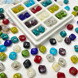 10Pcs/lot 11MM Irregular Square Shape Painting Color Lampwork Glass Beads For Jewelry Making Diy Bracelet Earrings Accessories