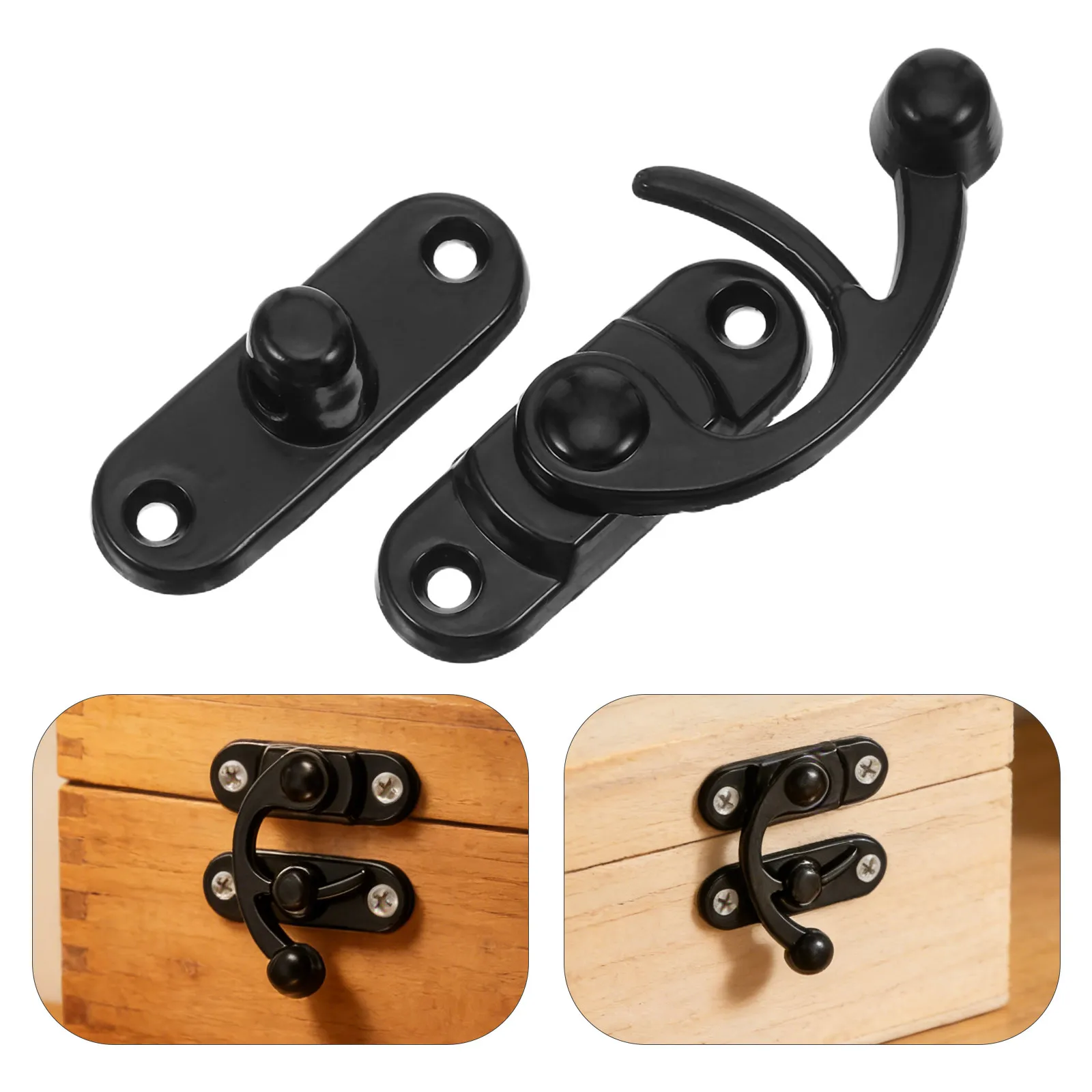 4Pcs Zinc Alloy Swing Latch Small Cabinet Latch Hardware Black Swing Arm Clasp for Catch Jewelry Toolbox