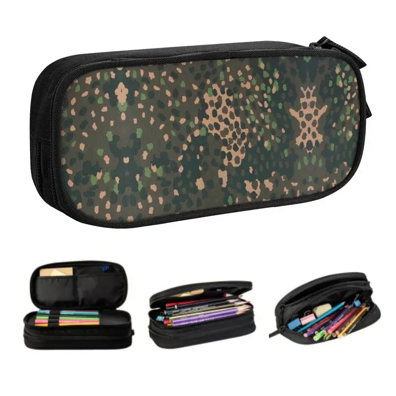 Erbsenmuster Pea Dot German Camo Pencil Case for Boy Girl Large Storage Military Army Camouflage Pen Bag Box School Accessories