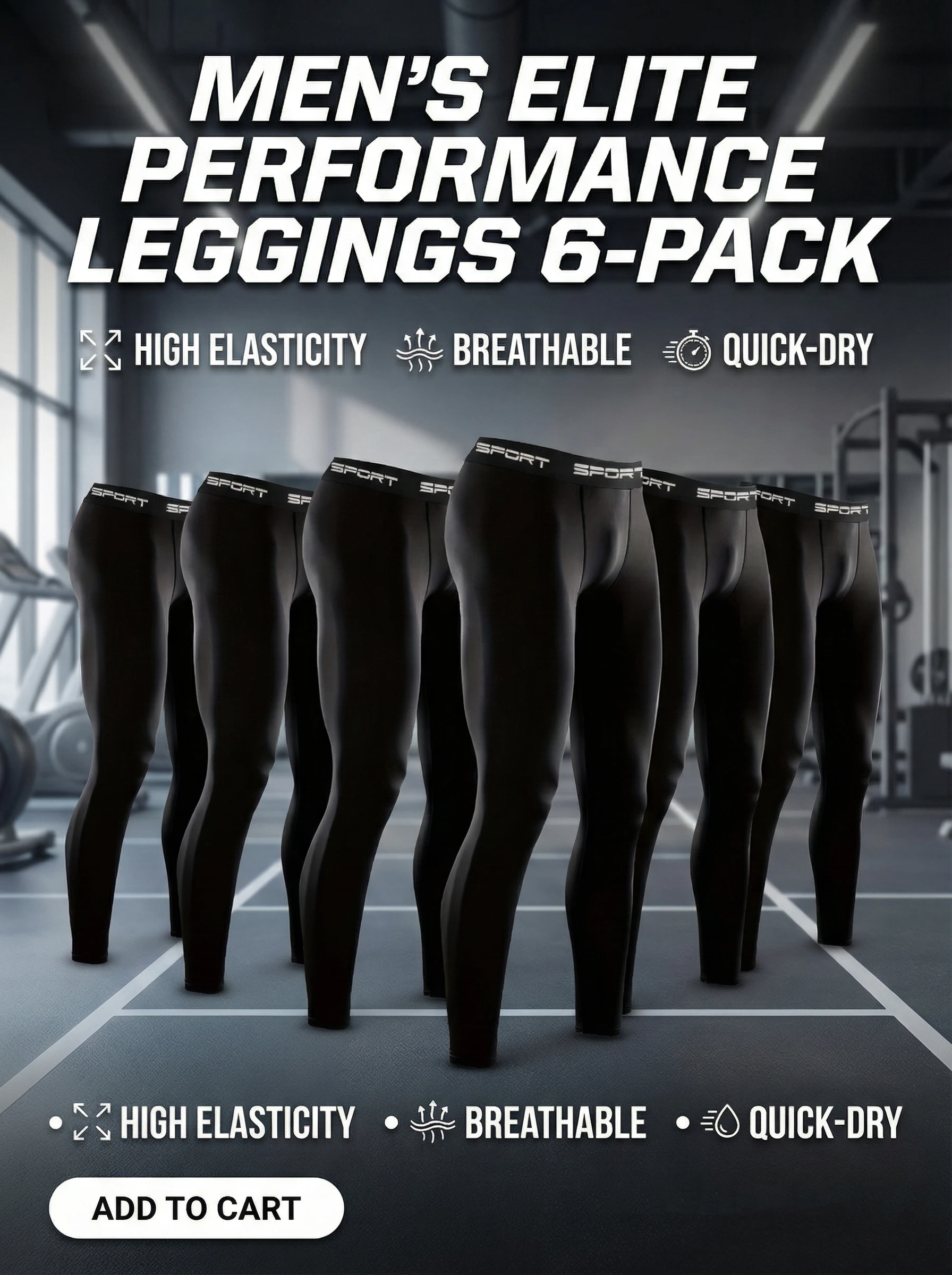 

Мужской комплект из 6 компрессионных леггинсов SPORT Elite – высокоэластичные, дышащие, быстросохнущие тайтсы для интенсивных тренировок