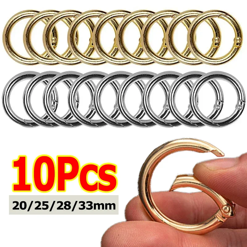 10pcs Metal Spring Gate O Ring Clasps Openable Keyring Pendant Dog Chain Snap Clasp Clip Hook for Bag Handbag Belt Strap Buckle