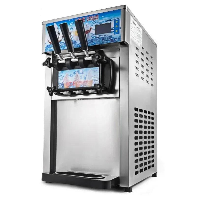 3-Sorten-Softeis-Maschine | SIHAO 18L/H Kommerzielle Softeismaschine, drei Geschmacksrichtungen (2 Einzel-, 1 Mischgeschmack), LCD-Display, Ein-Knopf-Reinigung, Tischgerät für Dessertgeschäfte, Cafés,