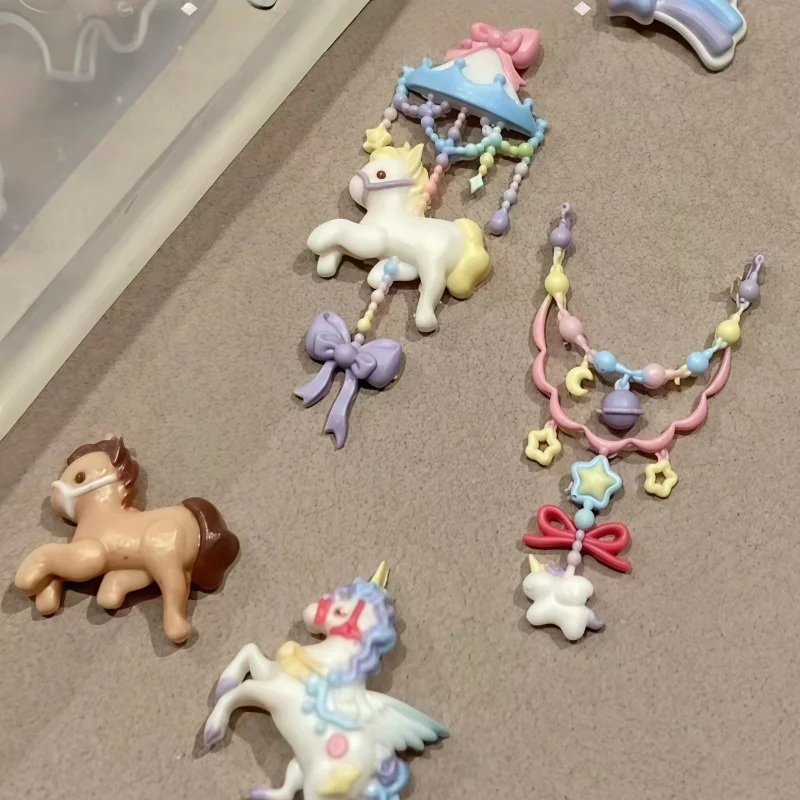 Picture 4: Dreamy Unicorn Rainbow Horse Bowtie Candy Bean Carousel Cute Rabbit 3D Nail Art Decorations DIY Transparent Silicone Mold