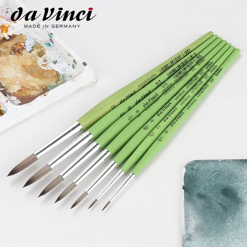 Imagen 2 del producto Pincel de pintura de arte profesional Da Vinci de Alemania, sintético elástico serie 373/374 FIT con mango verde mate para suministros de arte