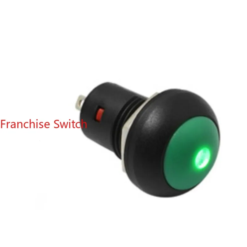 10PCS 12MM self-locking button IP67 waterproof switch PB12A green   light   