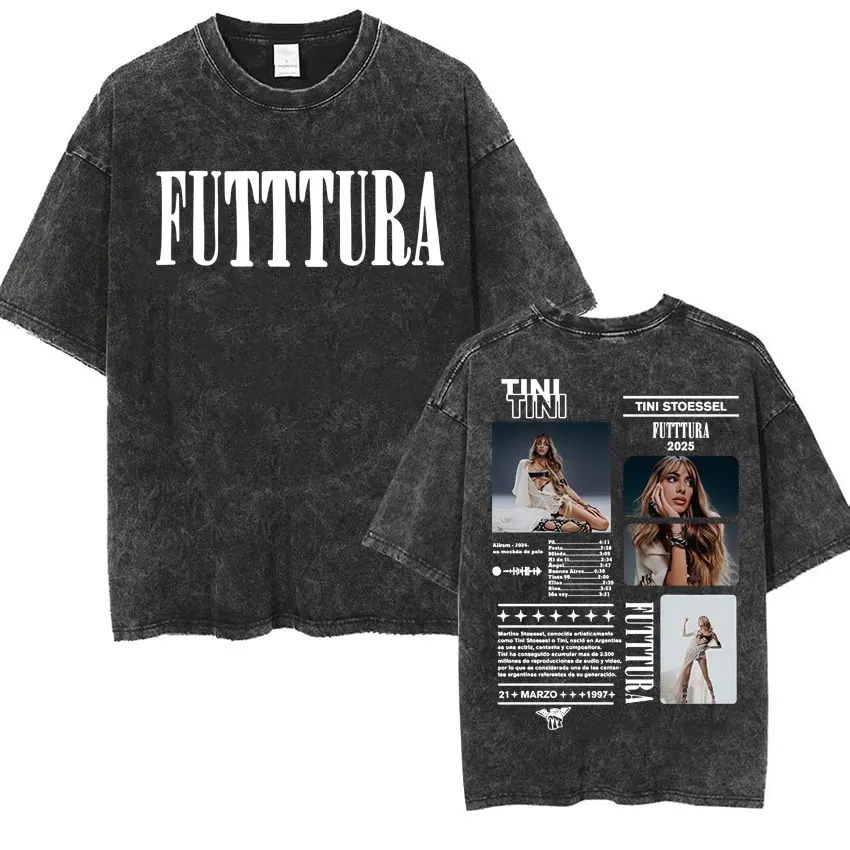 Singer TINI STOESSEL Futtura Album 2025 Tour T-shirt Men Women Fashion Aesthetic TShirt Vintage Washed Casual Oversized T Shirts #4