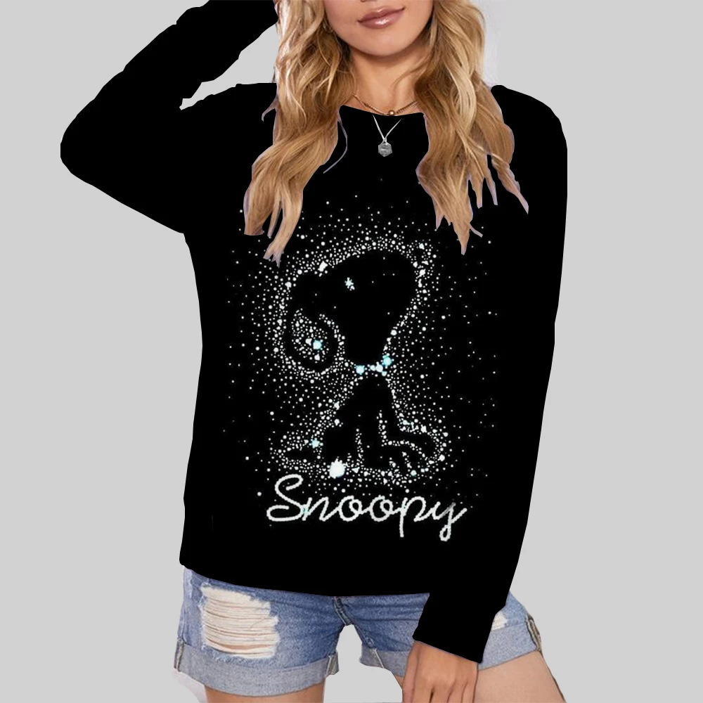 Snoopy Cartoon Anime Women's Hoodie Spring and Autumn Edition Women's Round Neck Hoodie 2024 New Casual Couple Sportswear Top