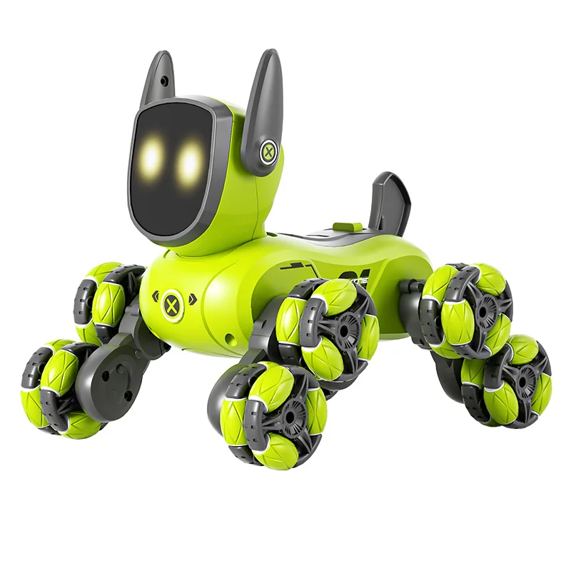 Jouet Robot pour chien RC avec lumières LED et musique, télécommande 2.4GHz, 8 roues, Robot Intelligent, cadeau pour animaux de compagnie pour garçons