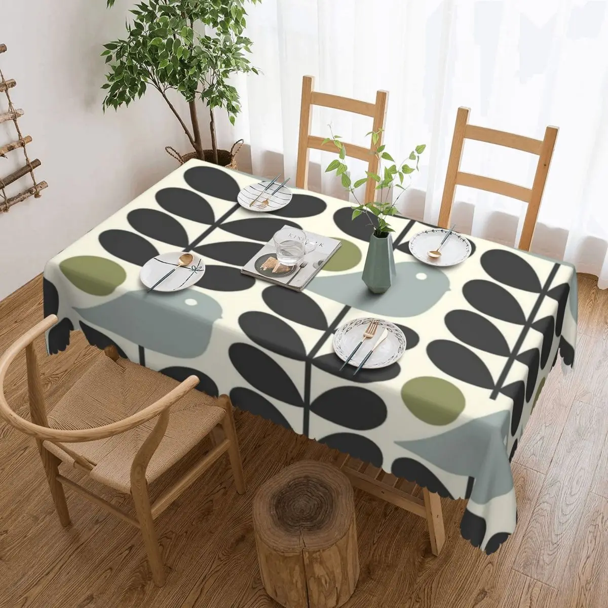 Bird Orla Kiely Abstract Design Rectangular Tablecloth Oilproof Table Cloth Scandinavian Table Cover