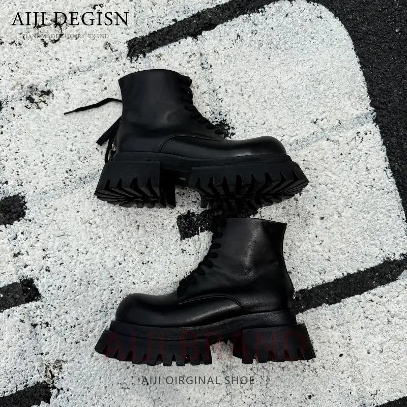 

Height Increasing Thick Sole Lace Up Derby Ankle Boots Male Work Shoes Vintage Black Round Toe Chelsea Boots Men Shoes