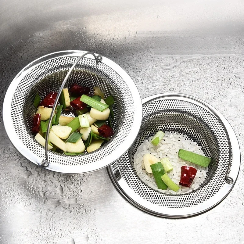 

1Pc Stainless Steel Sink Filter Trap Bathtub Hair Catcher Stopper Kitchen Food Slag Mesh Strainer Metal Floor Drain with Handle