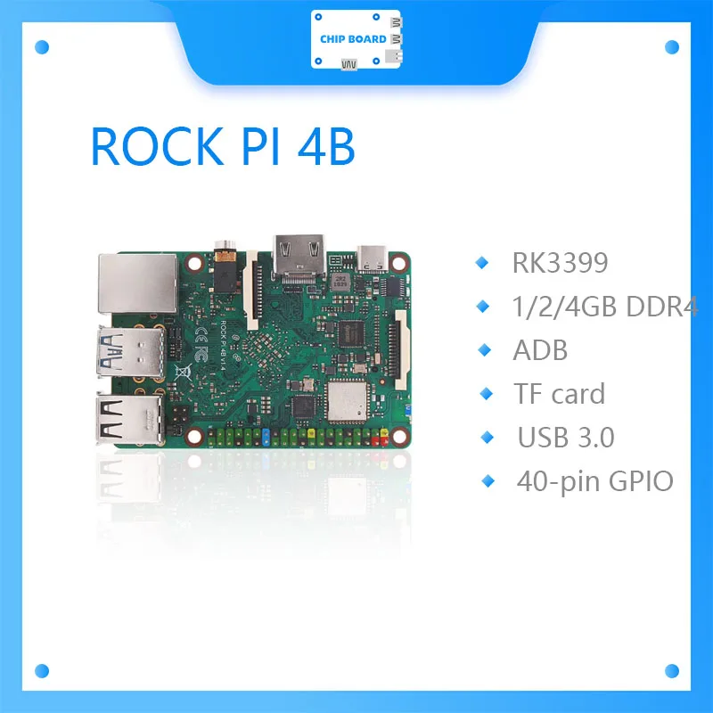 

ROCK PI 4B V1.4 Rockchip RK3399 Cortex Six Core SBC/Single Board Computer Compatible with Official Raspberry Pi Display