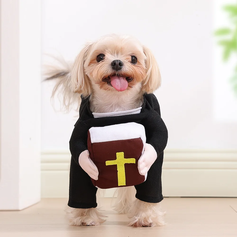 

Halloween Cats Costume Jesus Cross Cosplay Clothes For Small Medium Large Dogs Cat Outfits With Bible Christmas Dress Up Apparel