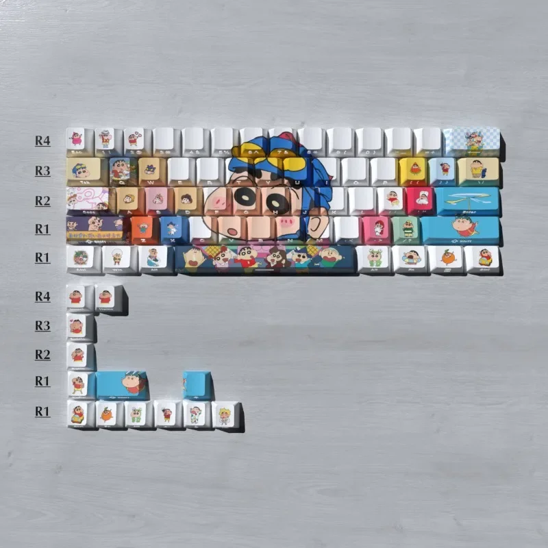 

Crayon Shin-chan Keycaps For Mechanical Keyboards 74 Keys Keycaps Set Thermal Sublimation PBT Material Translucent Keycaps