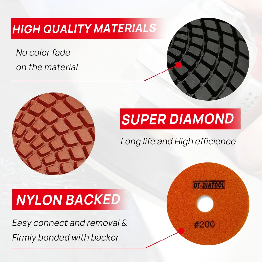 DT-DIATOOL 1pc flexible Wet Diamond Sanding Disc polishing Pads For Granite Marble Concrete Stone 4\