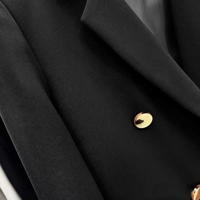 Blazer Women Long Sleeve Korean Chic White Black Blazer Spring Autumn Jacket Office Lady Double-breasted Women Clothes Coat New