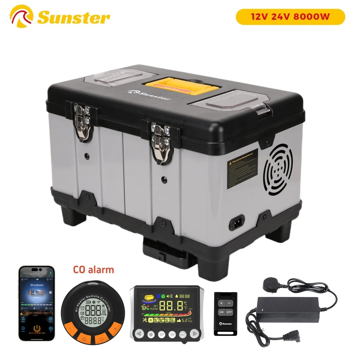 

Sunster TB10PRO Diesel Air Heater 12V 24V 110-240V 8KW Parking Heater with Bluetooth APP and LCD Monitor for Car Homes Camper