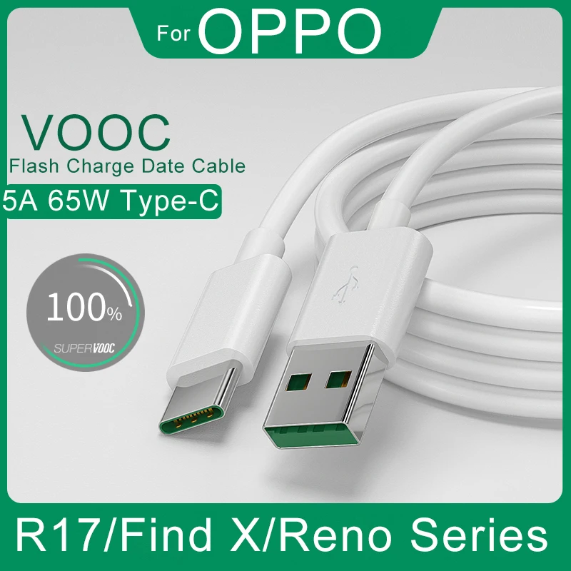 65W 5A USB C VOOC Super Fast Charging Cable For OPPO Find X Reno R17 K7 K5 Mobile Phone Accessories Charge Data Type C Cable