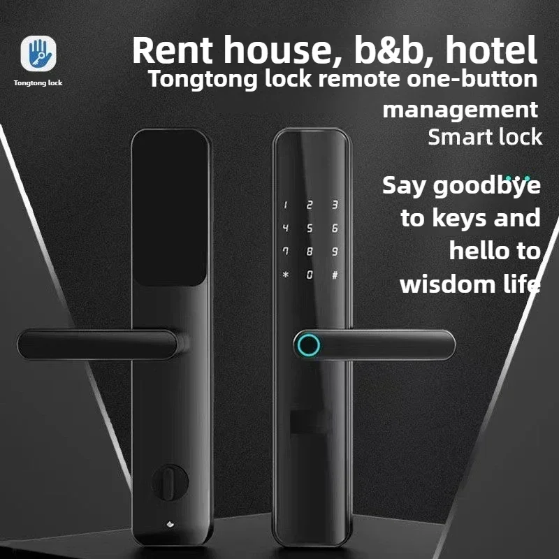 New Electronic Lock Graffiti Pass Password Lock Smart Fingerprint Lock Suitable for Home Use One Grip on The Semi-automatic