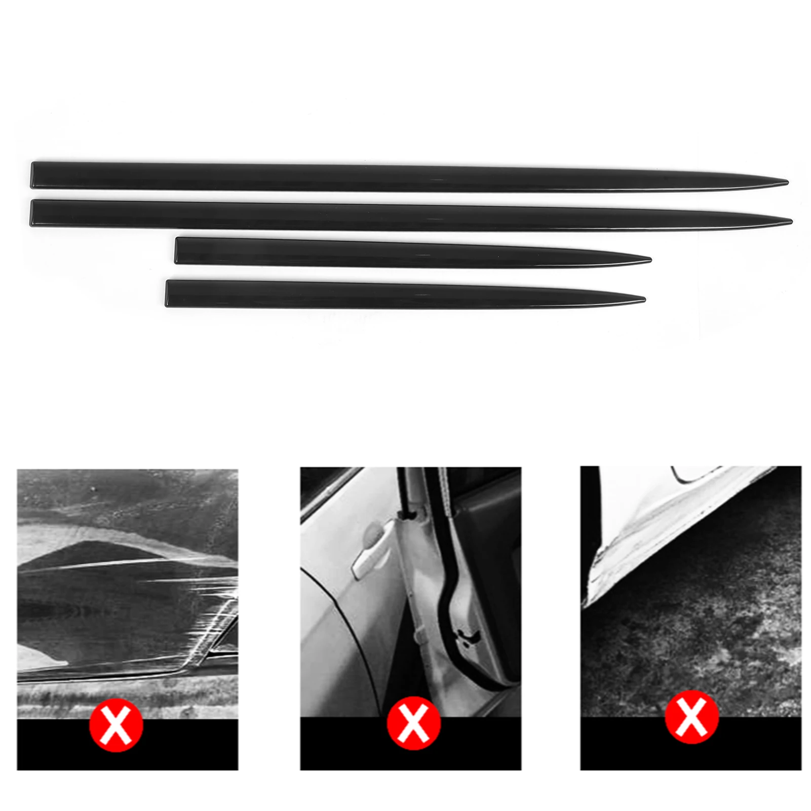 4PCS Body Side Trim Waterproof Bright Black Universal Door Protector Auto Modification Car Side Door Edge Guard Strip