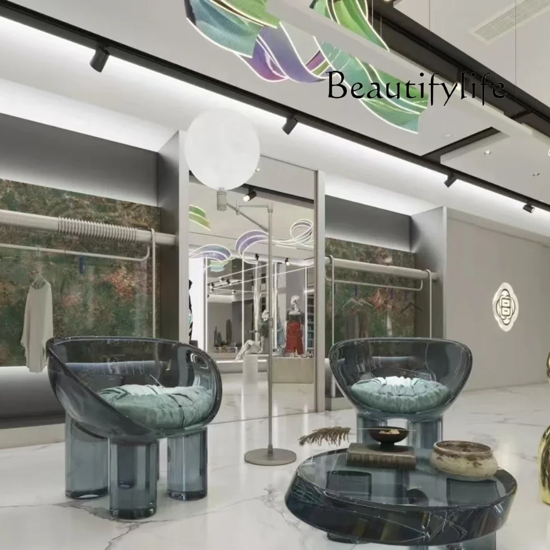 BJ Designer Creative Special-shaped Transparent Resin Chair Light Luxury Villa Model Room Leisure Chair High Sense