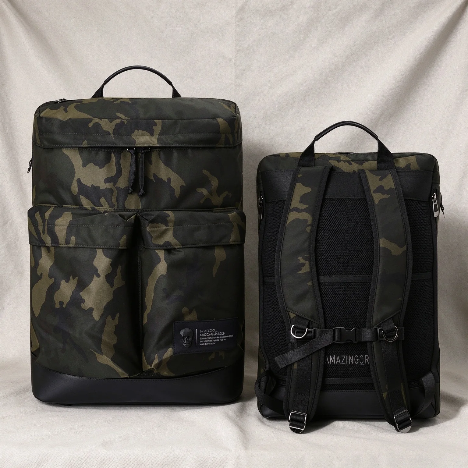 Camo Print Golf Backpack Lightweight Nylon Magnetic Closure Daily Lifestyle Backpack