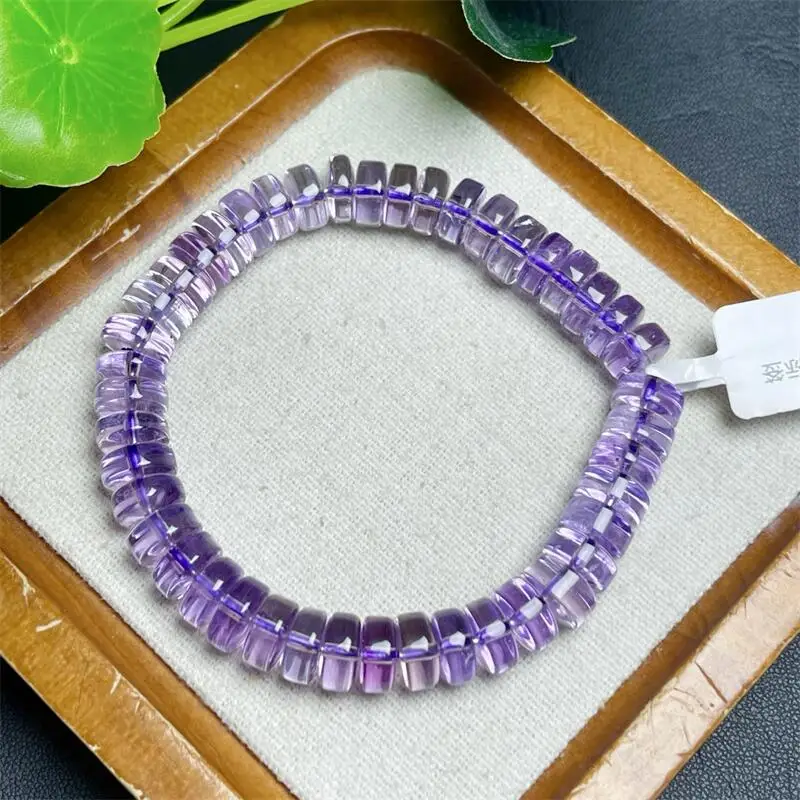 

7-9MM Natural Purple Quartz Facet Bead Bracelet Women Fashion Charm Crystal Healing Energy Gemstone Yoga Jewelry 1PCS