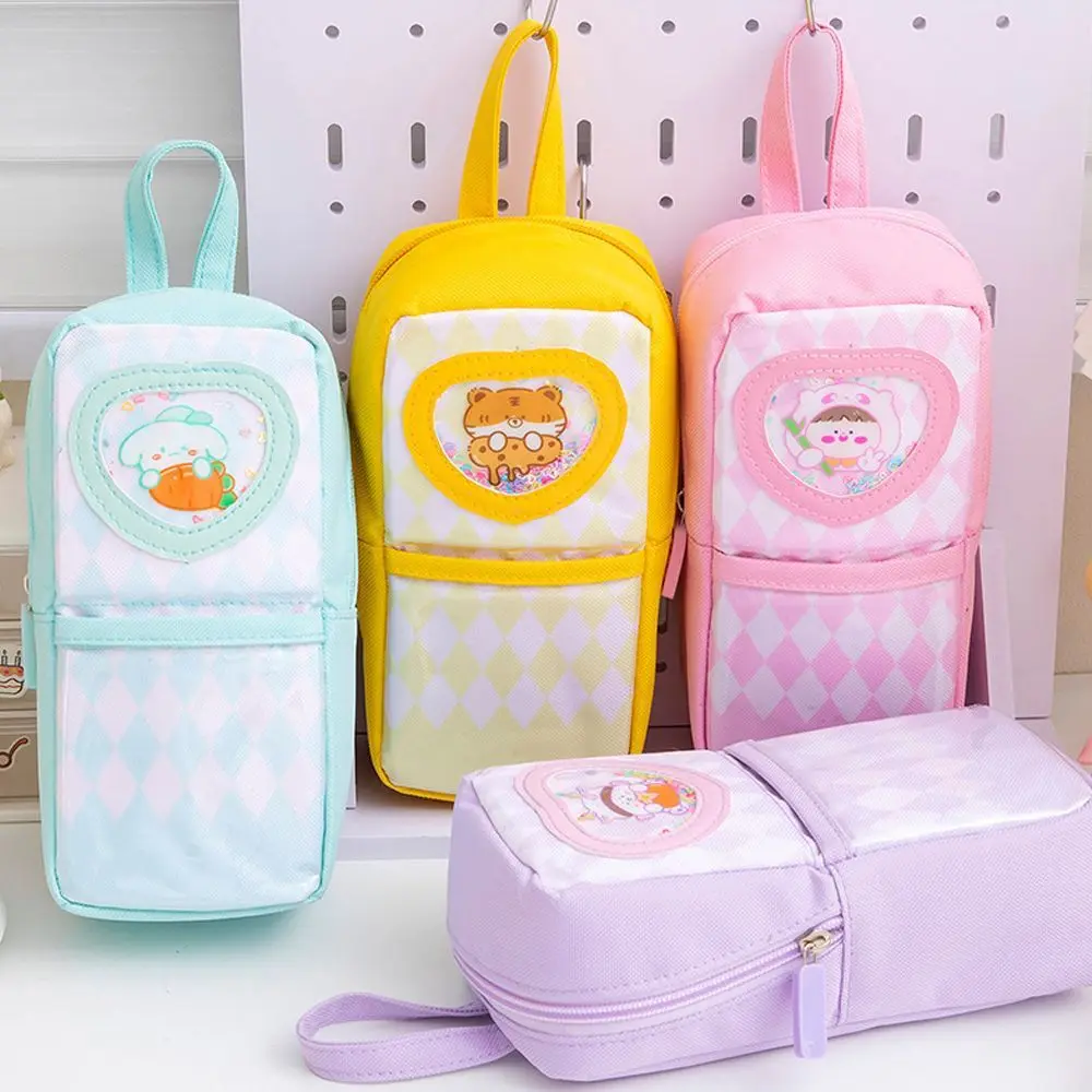 

Cute Large Capacity Cartoon Pen Bag Multi-function with Zipper Storage Bag Handheld Oxford Cloth Stationery Box Boy