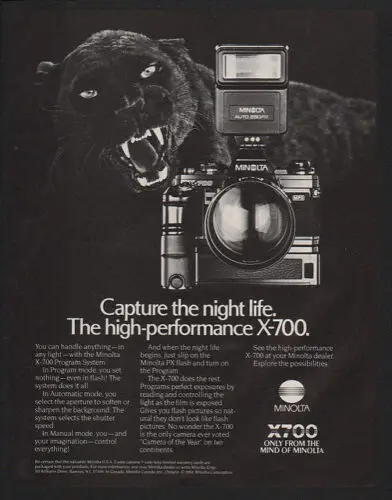 1n,1984 MINOLTA X700 Camera - - VINTAGE ADVERTISEMENT-Tin Sign