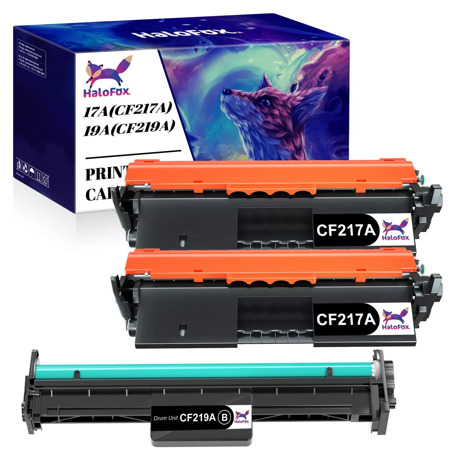 2PK CF217A Toner 1PK Drum Cartridge compatible with HP LaserJet Pro M102w M102a