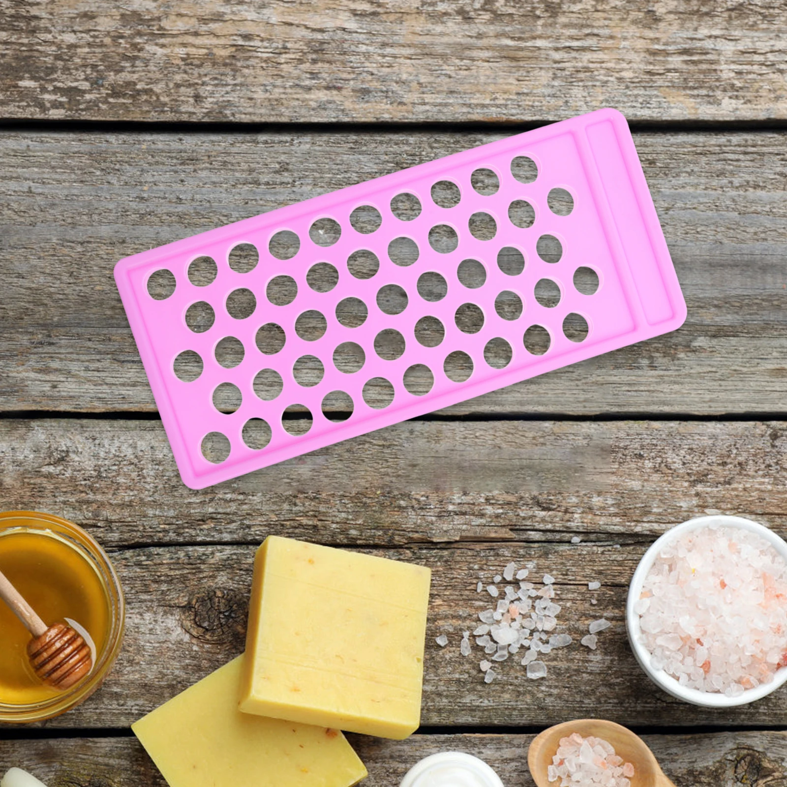 1Set Lipstick Filling Tray Selected PP Material Easy Use DIY Lip Balm Holder Spatula Kit 50 Holes Makeup Filling Tray Portable