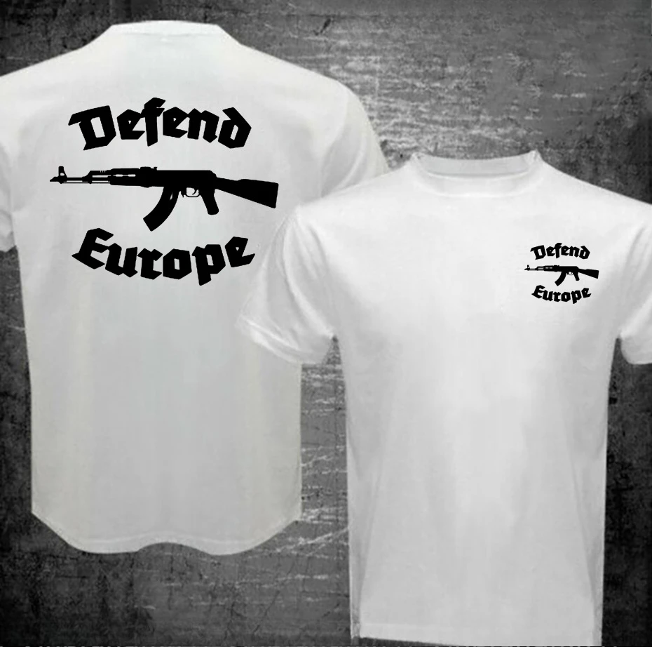 الدفاع عن أوروبا تي شيرت المهاجر الإسلام تصميم مخصص AK 47 AK47 طباعة تي شيرت للرجال النساء كول تي شيرت