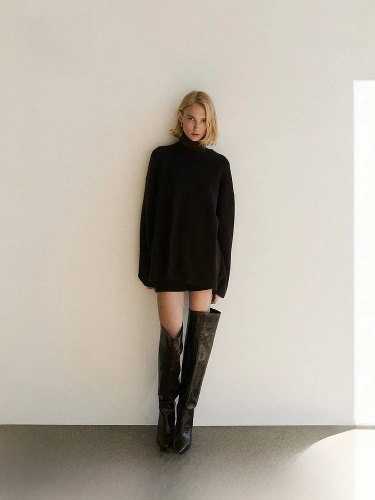 

H&M Women's Wool Knitted Sweater Spring Loose Fit Trendy Row System Knitwear Long Sve Casual Sle Polyester Acrylic Wool ...