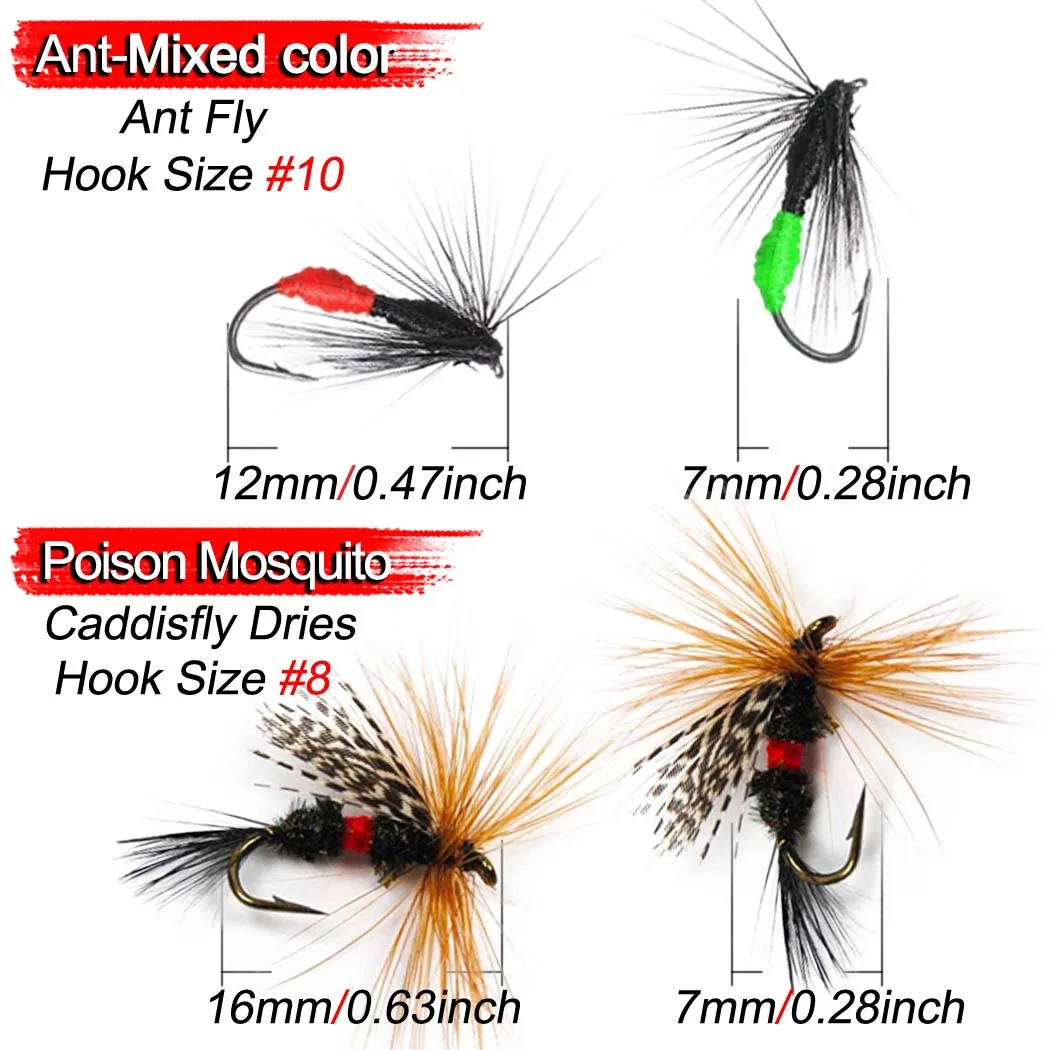 5/10Pcs Dry/WetFlies Fly Fishing Lure Poison Mosquito/Ant Fly Fishing For Trout Artificial Bait